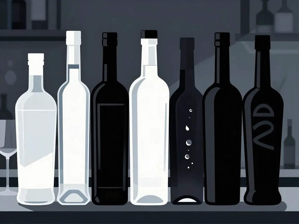 ligne bouteilles vodka black nuances couleur bar