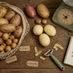 1 kg de pommes de terre sur plan de travail avec variétés