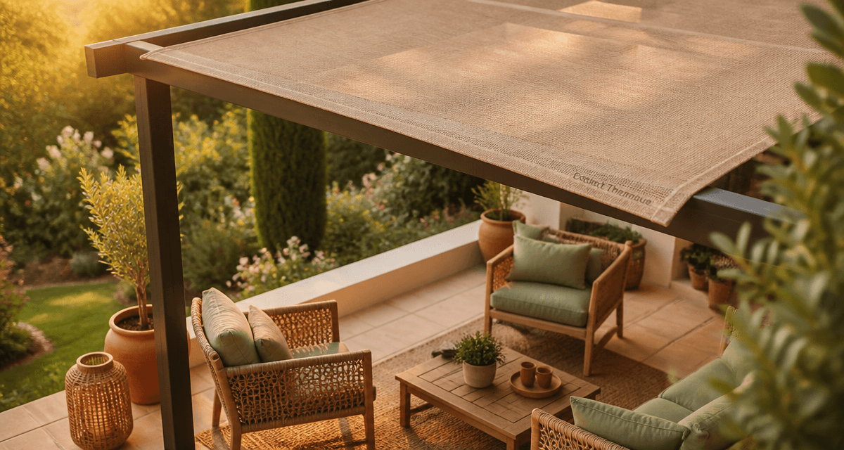 bâche micro perforée pour jardin sur pergola