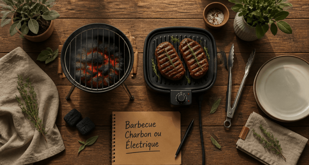 barbecue charbon ou electrique sur table avec accessoires