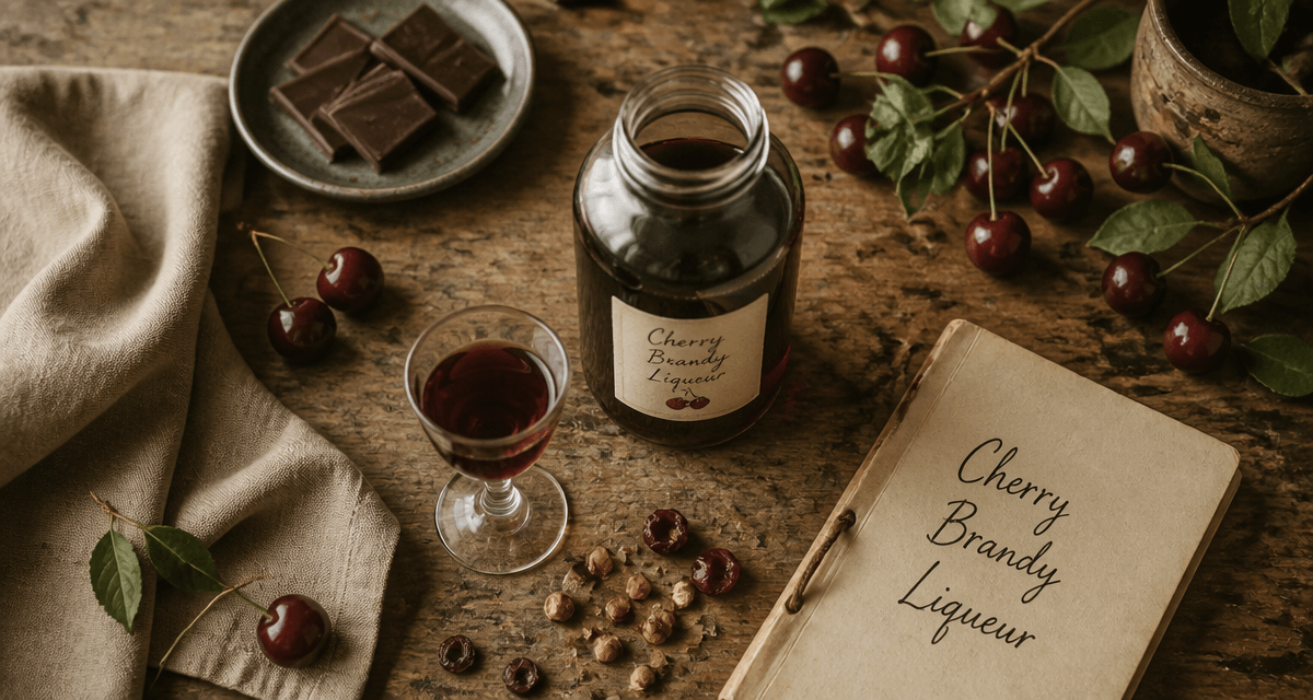 cherry brandy liqueur artisanale avec griottes et verre