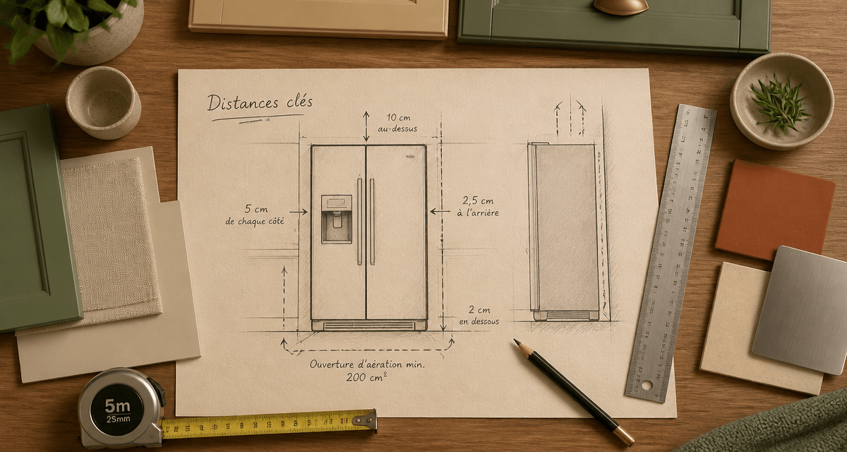 comment intégrer un frigo américain dans une cuisine schéma technique distances clés
