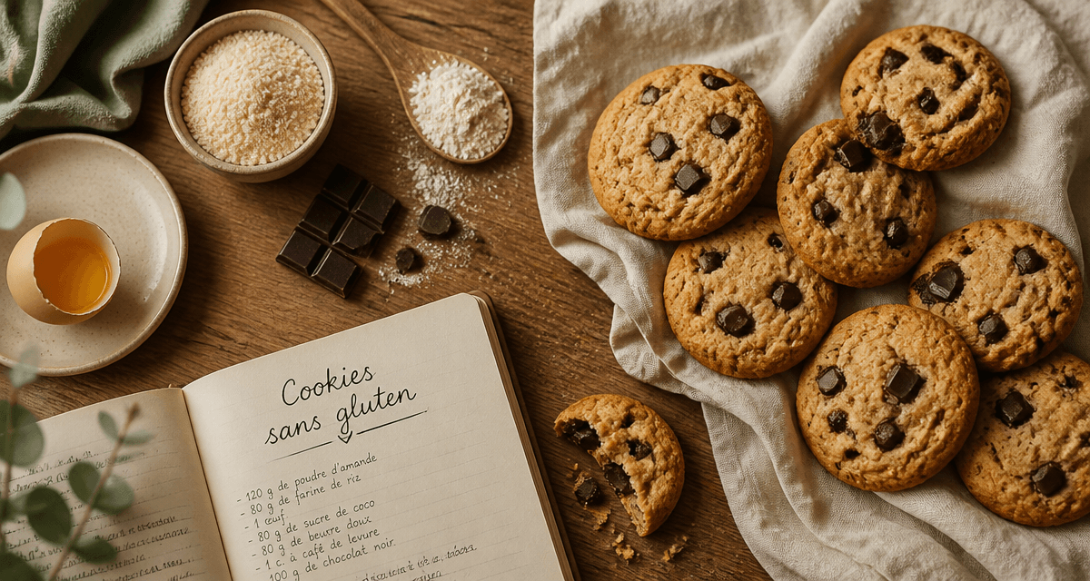Cookies sans gluten moelleux aux pépites de chocolat sur table