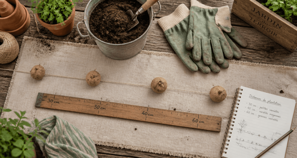 distance plantation pomme de terre sur plan de travail