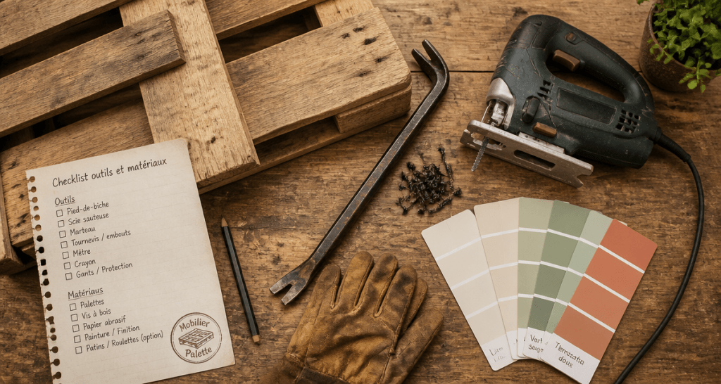 Fabriquer meuble palette outils sur établi