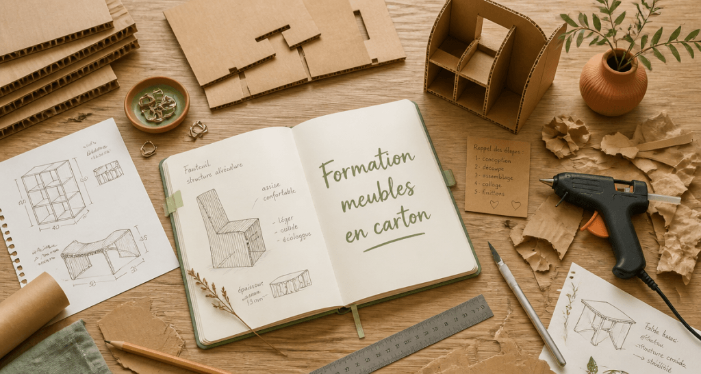 formation meubles en cartons atelier cartonnage
