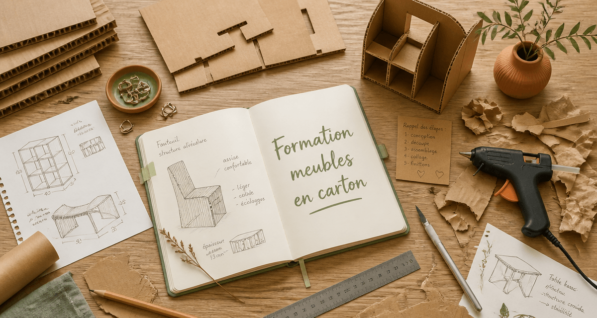formation meubles en cartons atelier cartonnage