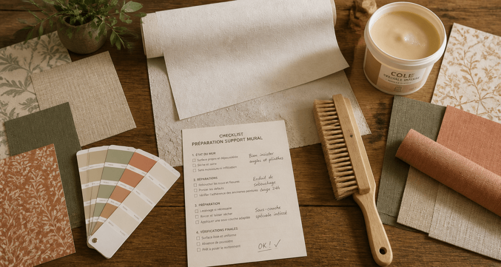 inconvénients papier peint intissé sur table avec outils