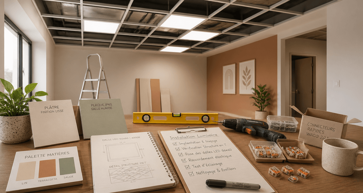 luminaire faux plafond outils installation