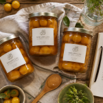 mirabelle au sirop sans stérilisation en bocaux sur table