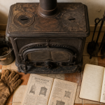 poêle à bois ancien en fonte prix sur sol ancien