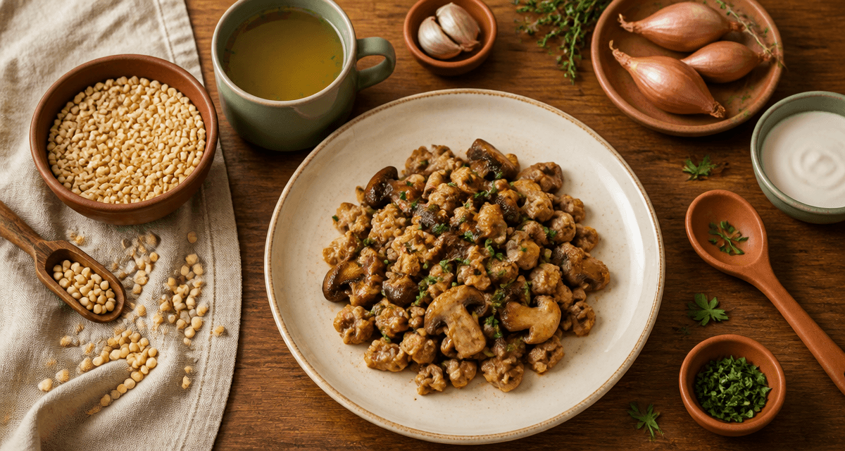 proteine de pois texture saute forestier champignons