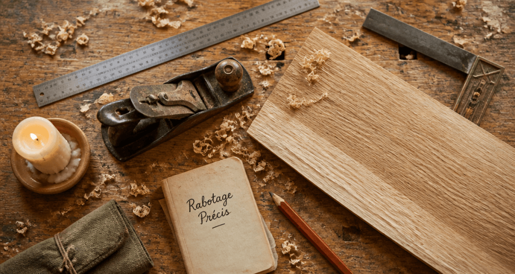 Raboter bois établi copeaux outils