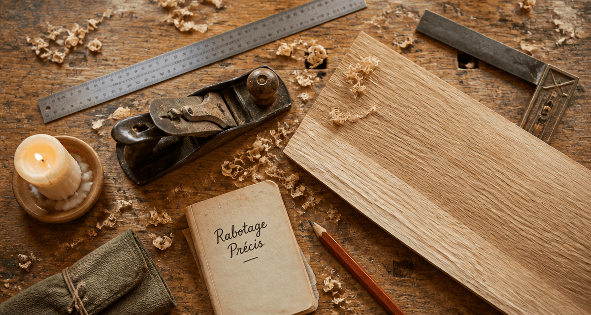 Raboter bois établi copeaux outils