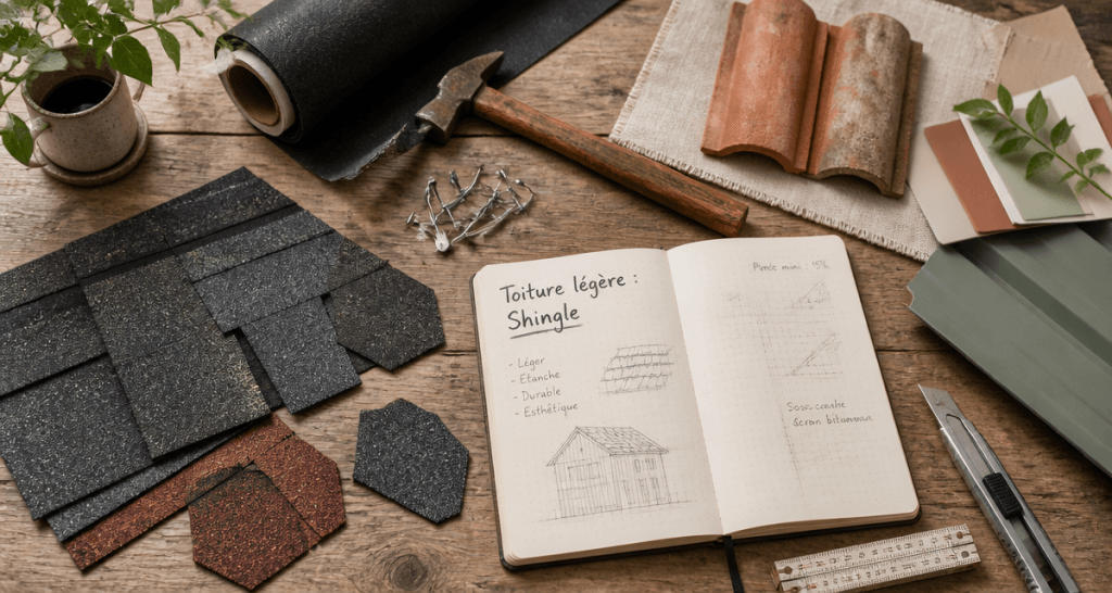atelier shingle toiture outils échantillons