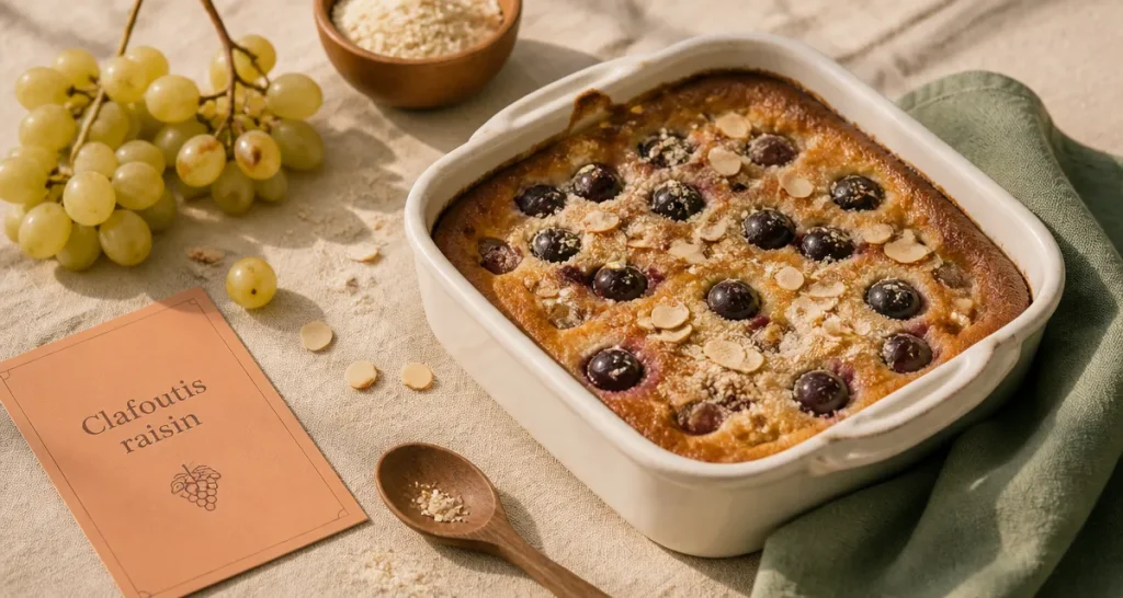 Recette au raisin : clafoutis aux grains de raisin noir