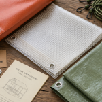 Bache pour toiture échantillons et accessoires sur établi
