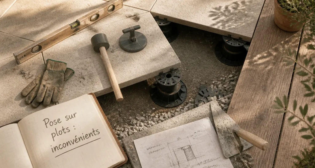 Carrelage sur plot inconvenients outils et pose terrasse