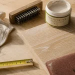Ceruser un bois, veines de chêne cérusé et pâte à céruser sur établi
