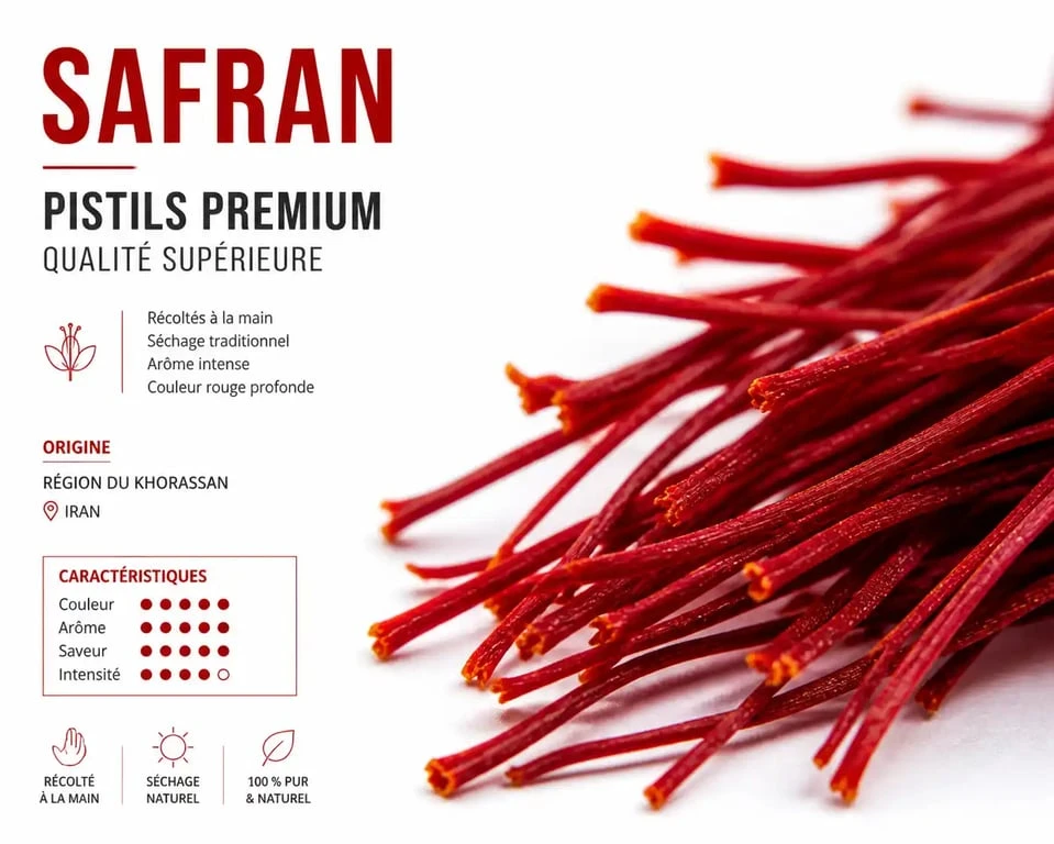 Pistils de safran de haute qualité pour achat, filaments rouges longs et authentiques