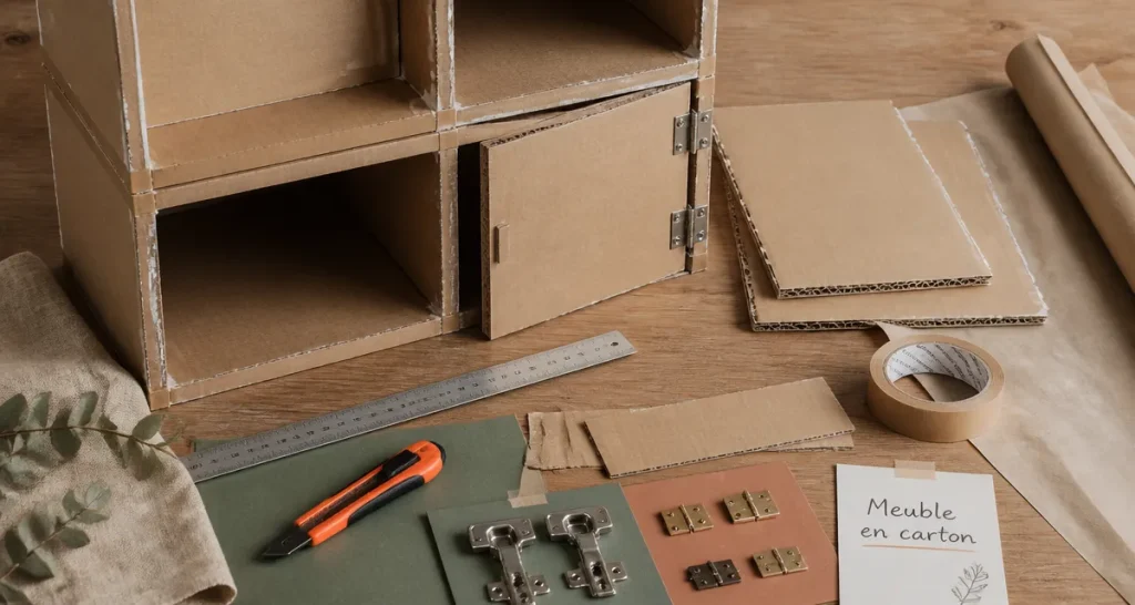Meuble en carton fabrication : caissons renforcés avec traverses
