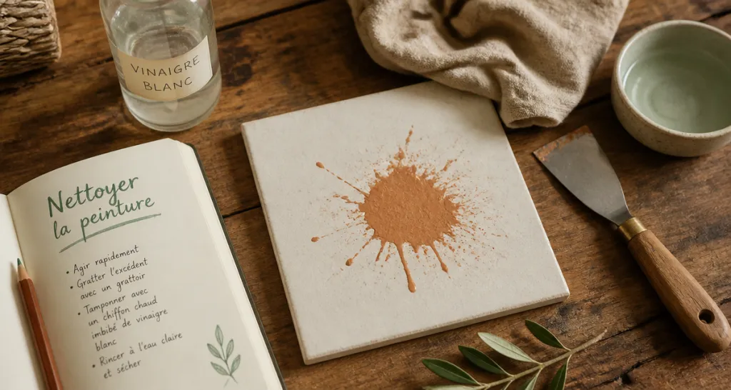 nettoyer peinture sur carrelage avec outils et astuces