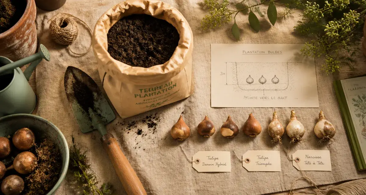 Quand planter bulbes : profondeur 3x et orientation pour tulipes et narcisses