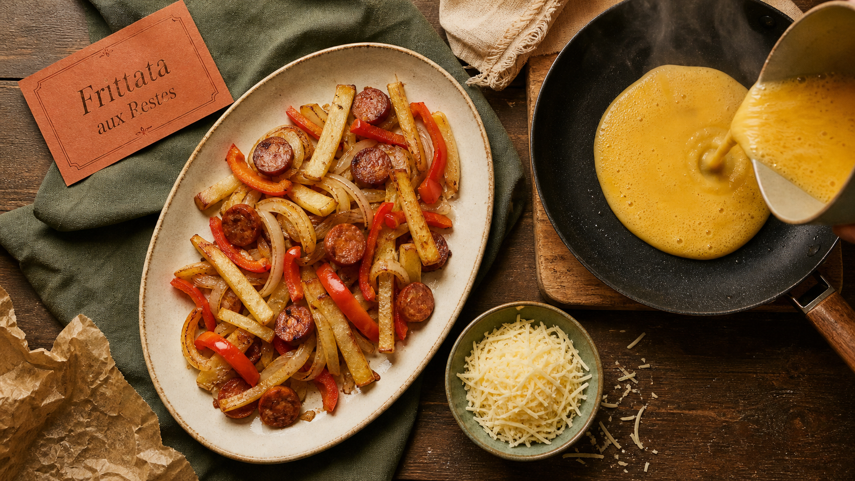 Que faire avec des frite : frittata aux restes de frites