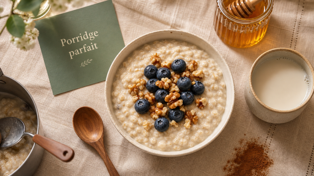 Recette de porridge crémeux en 5 minutes, bol aux myrtilles