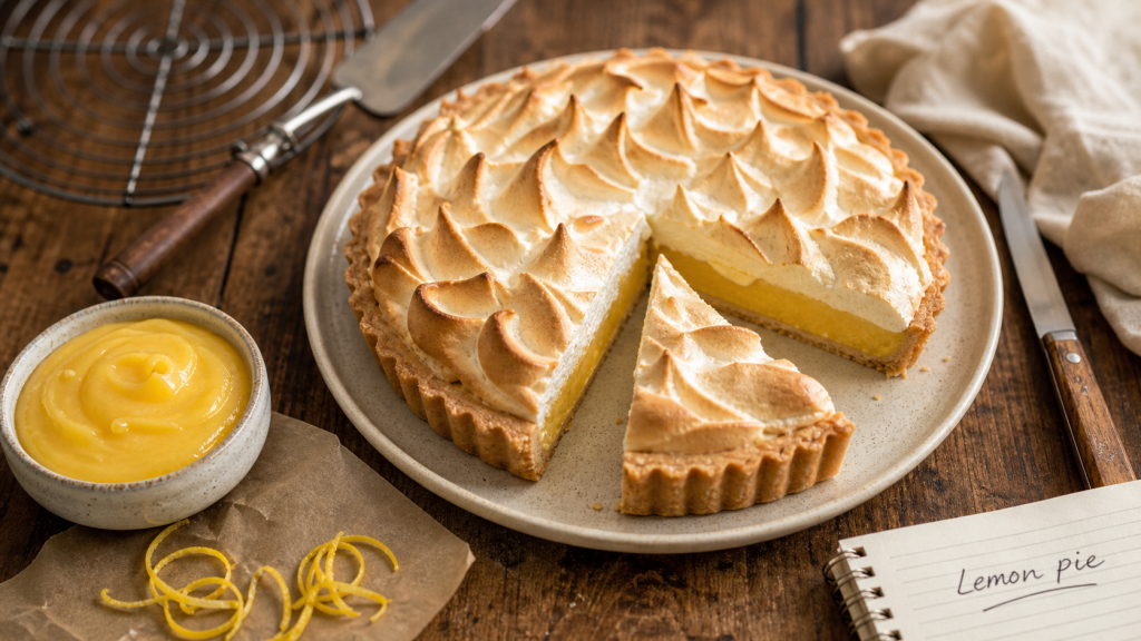 Pie lemon meringuée, tarte citron croustillante et lemon curd