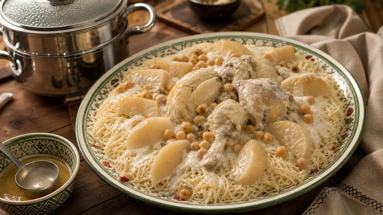 Recette rechta algérienne sauce blanche vapeur et pâte maison