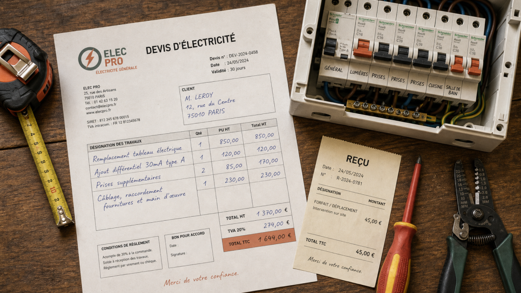 Taux horaire electricien : coût réel et frais de déplacement sur devis