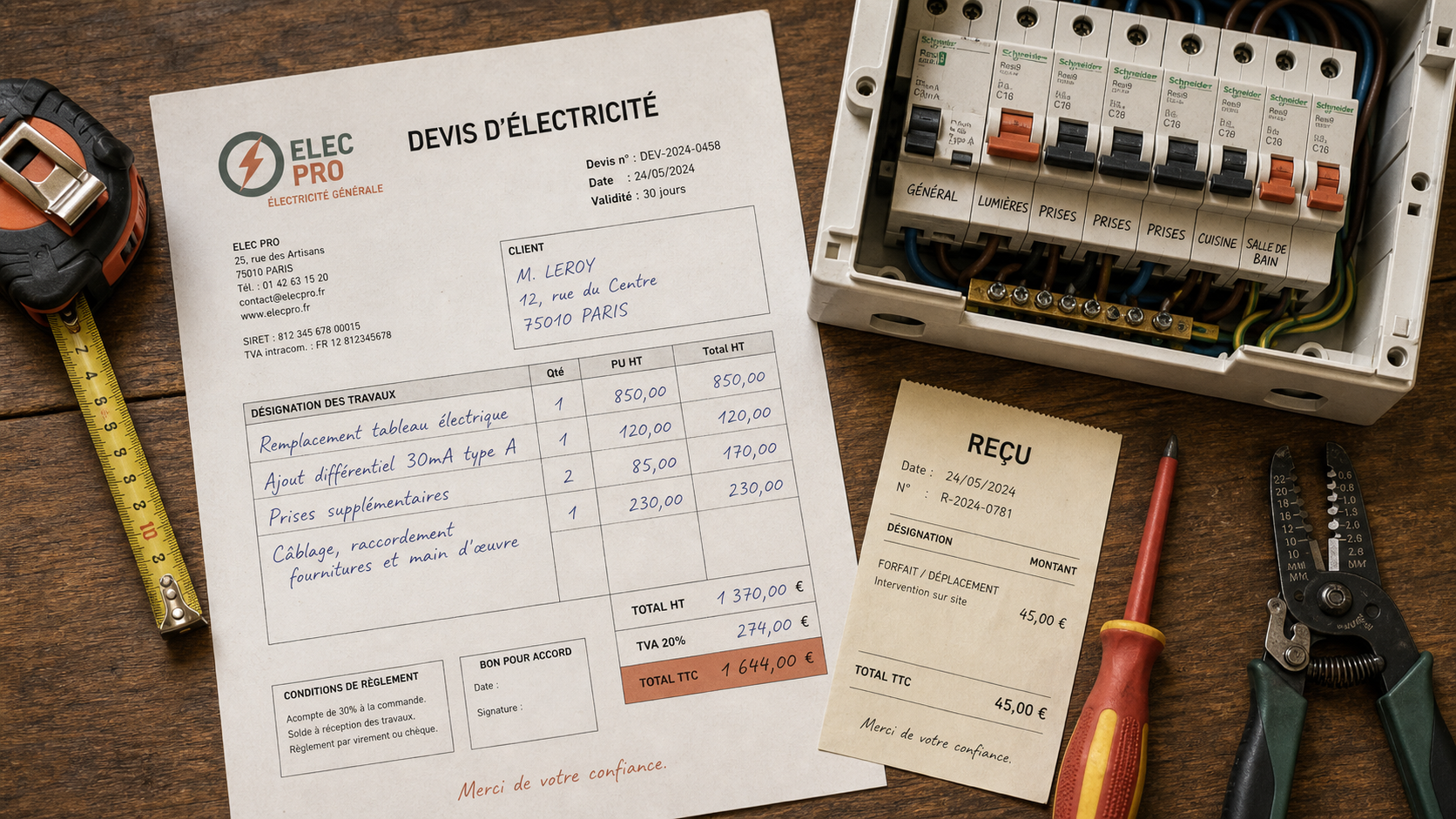 Taux horaire electricien : coût réel et frais de déplacement sur devis