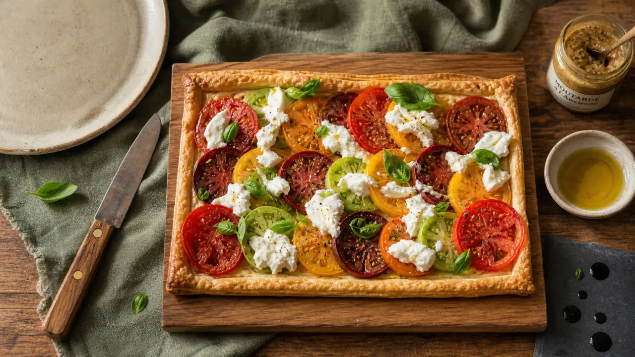 Cuisine et vin de france recettes : tarte salée tomate et burrata