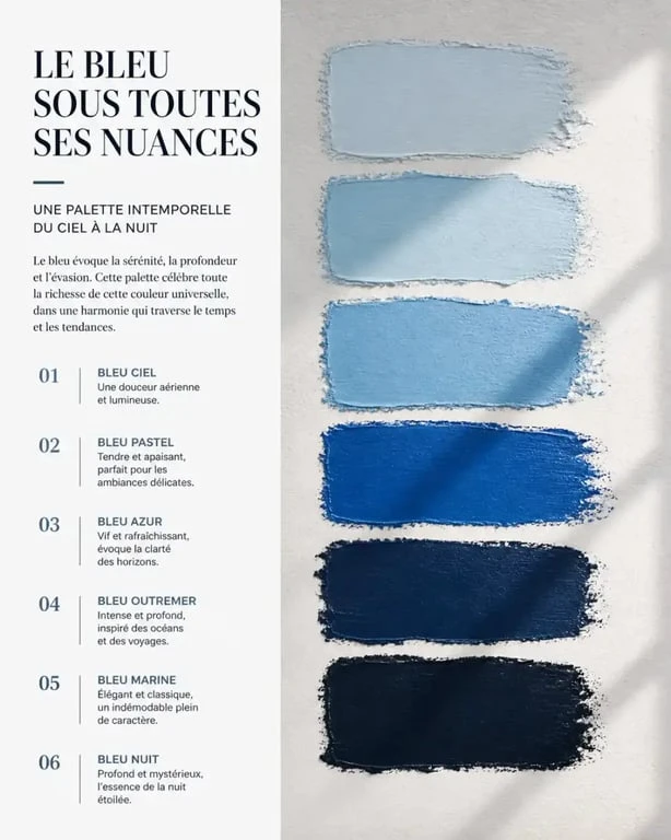 Nuances de peinture murale bleue pour la décoration intérieure