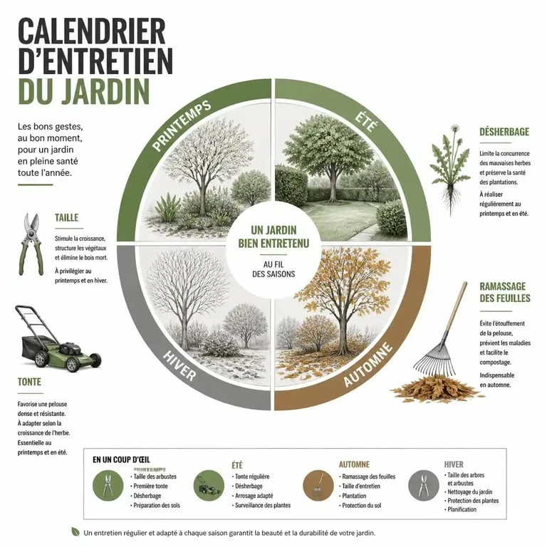 Calendrier saisonnier pour l'entretien de jardin à Beauvoir-sur-Mer