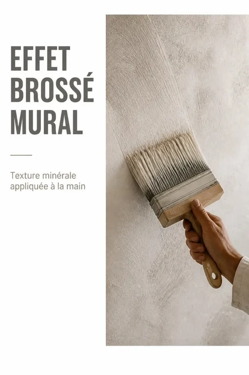 Peinture murale effet brossé en cours d'application avec une brosse large sur un mur intérieur