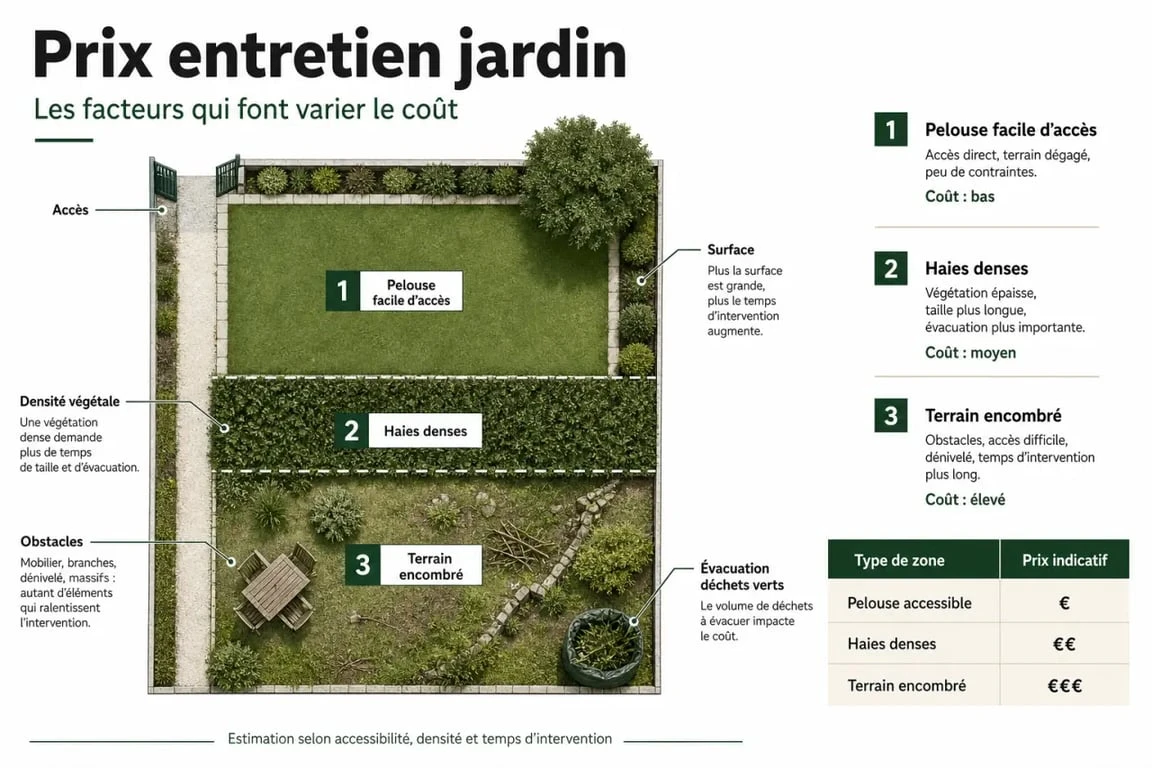 Prix entretien jardin : facteurs de coût et fourchettes de tarifs selon la prestation