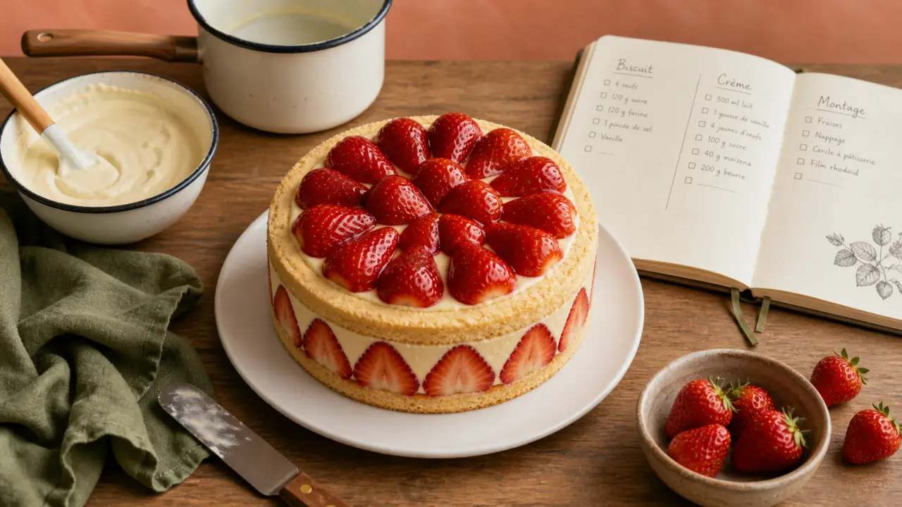 La cuisine d'annie recettes : fraisier maison, montage à la crème et fraises