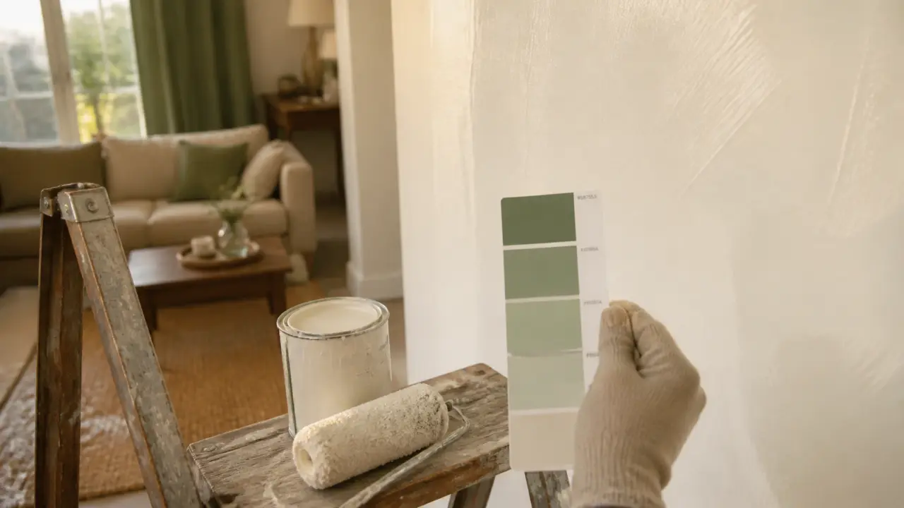 Peinture murale blanc cassé dans un salon lumineux