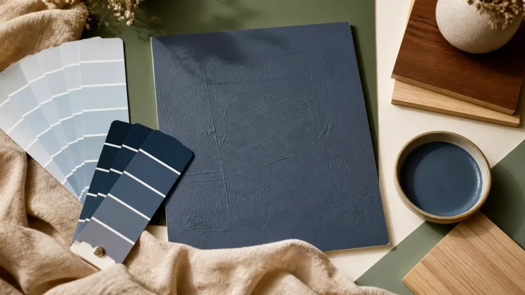 Peinture murale bleue : nuances bleu pastel et bleu marine sur mur