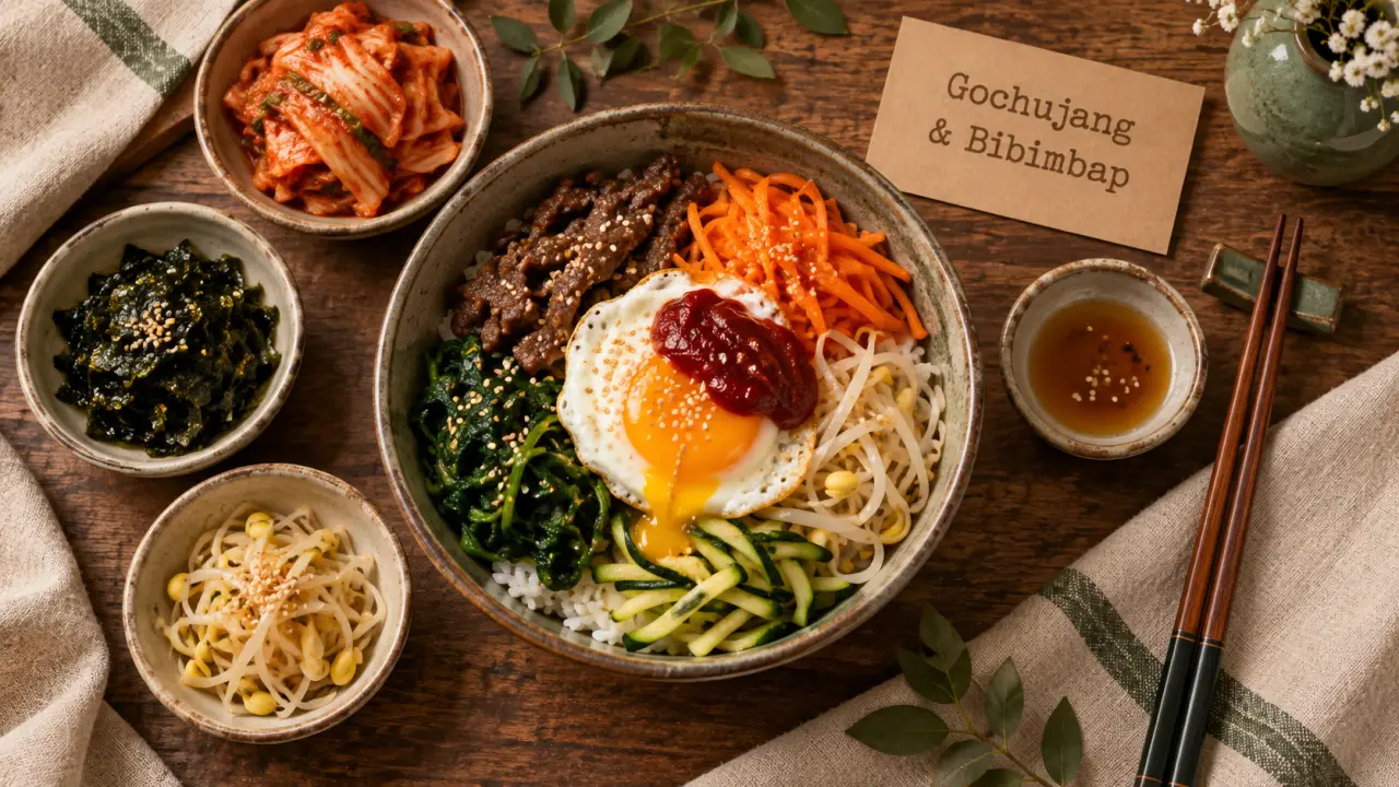 Bibimbap coréen avec gochujang, cuisine coreenne recettes