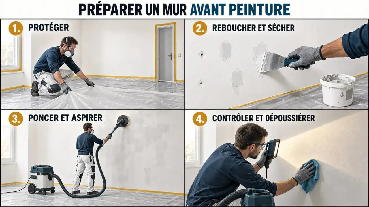Étapes d’utilisation d’une ponceuse peinture murale avant la mise en peinture