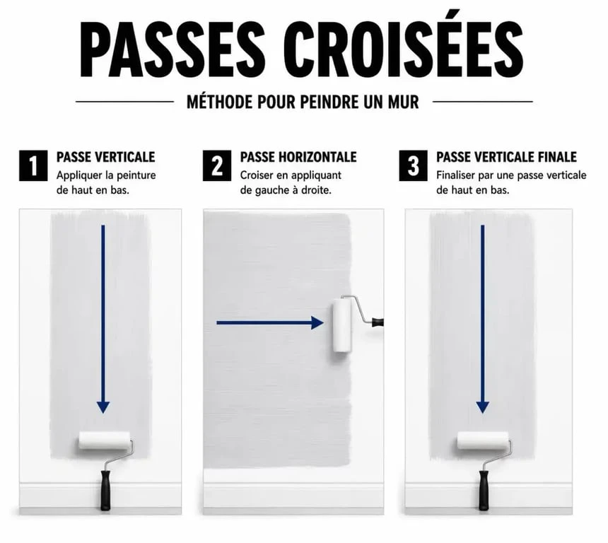 Technique des passes croisées pour une peinture murale uniforme et professionnelle
