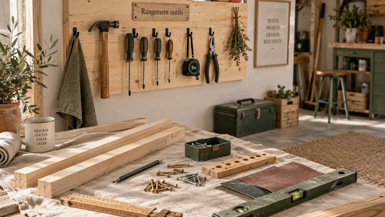 Rangement outils mural fait maison avec fixation solide
